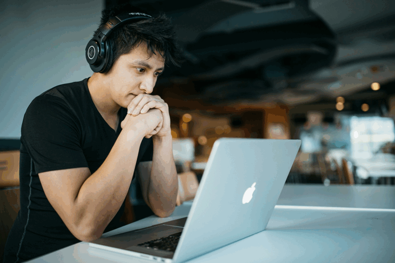 PhD Student using laptop